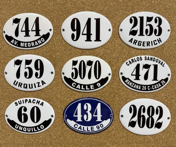 Números de Calle — Placas Parmui Placa enlozada Parmui, números de calle