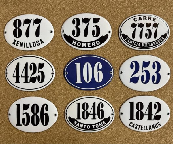 Números de Calle — Placas Parmui Placa enlozada Parmui, números de calle
