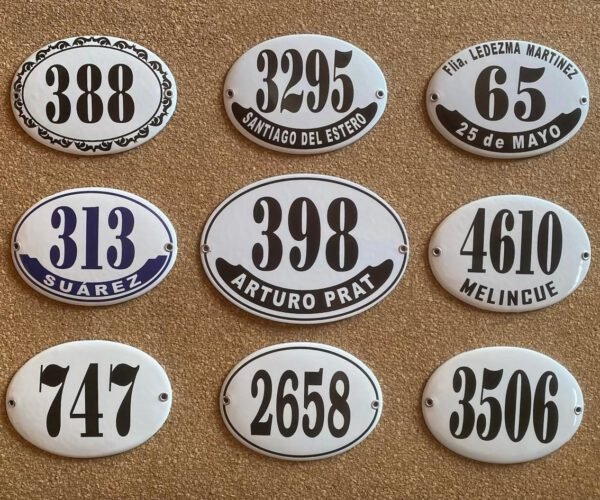 Números de Calle — Placas Parmui Placa enlozada Parmui, números de calle
