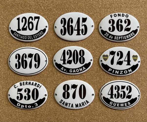 Números de Calle — Placas Parmui Placa enlozada Parmui, números de calle