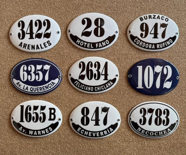 Números de Calle — Placas Parmui Placa enlozada Parmui, números de calle