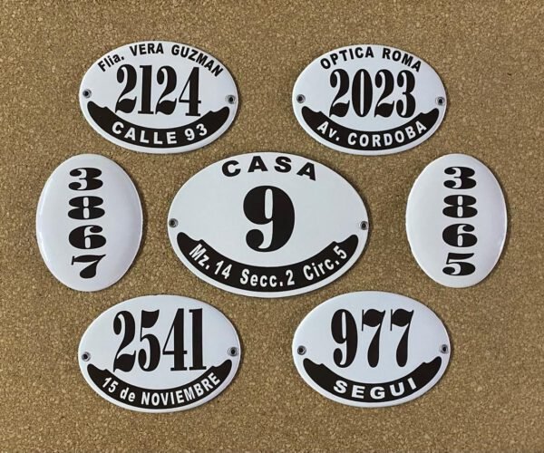 Números de Calle — Placas Parmui Placa enlozada Parmui, números de calle