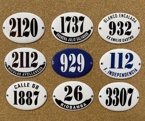 Números de Calle — Placas Parmui Placa enlozada Parmui, números de calle