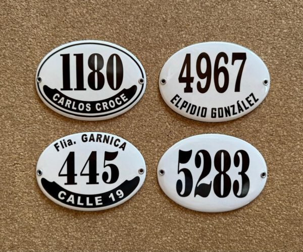 Números de Calle — Placas Parmui Placa enlozada Parmui, números de calle