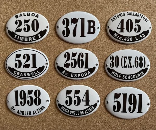 Números de Calle — Placas Parmui Placa enlozada Parmui, números de calle
