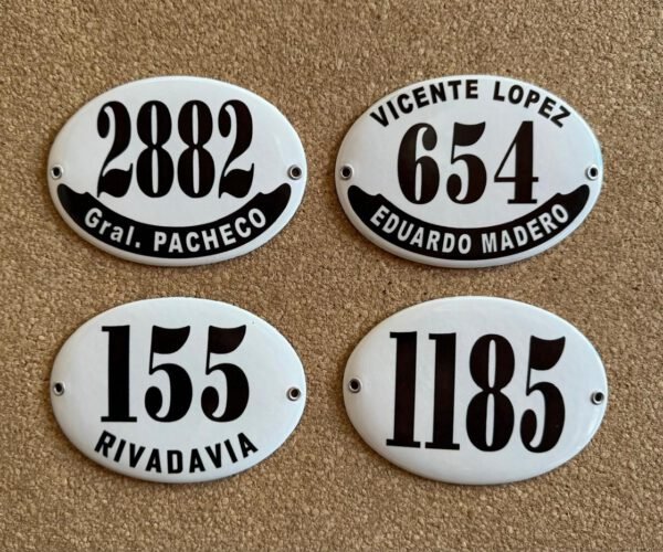 Números de Calle — Placas Parmui Placa enlozada Parmui, números de calle