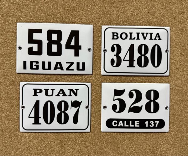 Números de calle 10x14 - 10x15 — Placas Parmui Placa enlozada Parmui, números de calle 10x14 - 10x15