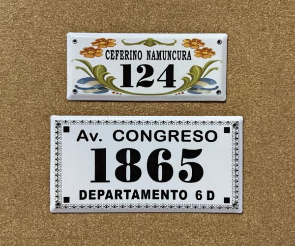 Números de calle 10x25 - 15x30 — Placas Parmui Placa enlozada Parmui, números de calle 10x25 - 15x30
