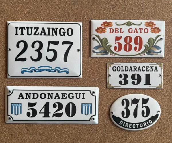 Números de calle 10x25 - 15x30 — Placas Parmui Placa enlozada Parmui, números de calle 10x25 - 15x30
