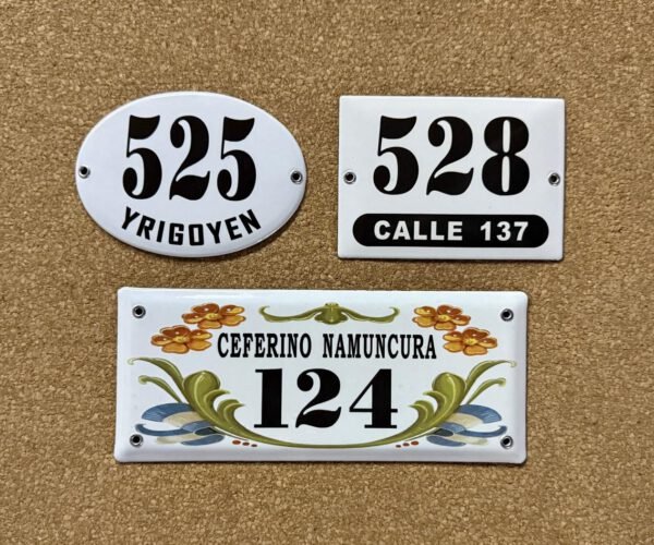 Números de calle 10x25 - 15x30 — Placas Parmui Placa enlozada Parmui, números de calle 10x25 - 15x30