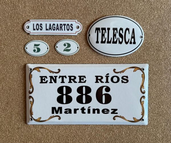 Números de calle 10x25 - 15x30 — Placas Parmui Placa enlozada Parmui, números de calle 10x25 - 15x30