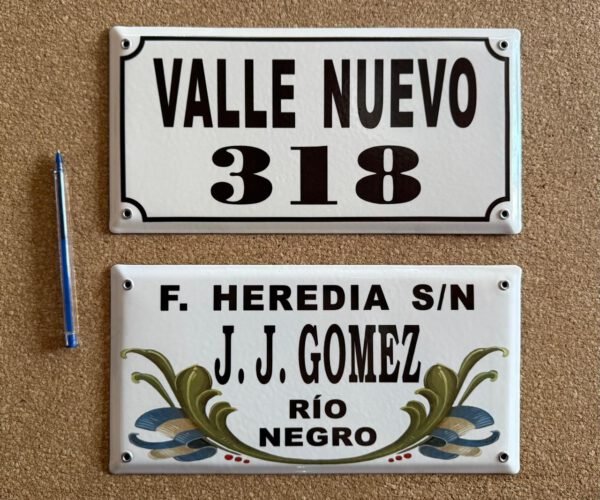 Números de calle 10x25 - 15x30 — Placas Parmui Placa enlozada Parmui, números de calle 10x25 - 15x30