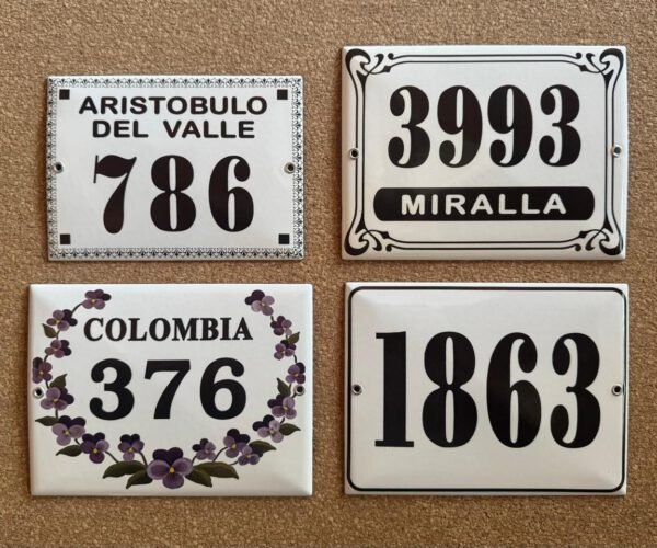 Números de calle 13x18 - 15x20 — Placas Parmui Placa enlozada Parmui, números de calle 13x18 - 15x20