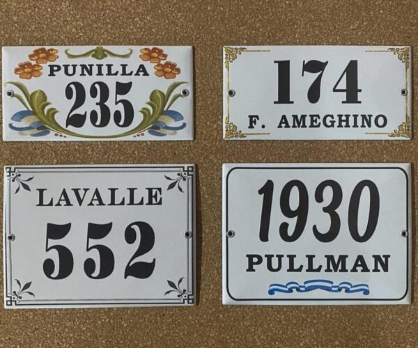 Números de calle 13x18 - 15x20 — Placas Parmui Placa enlozada Parmui, números de calle 13x18 - 15x20