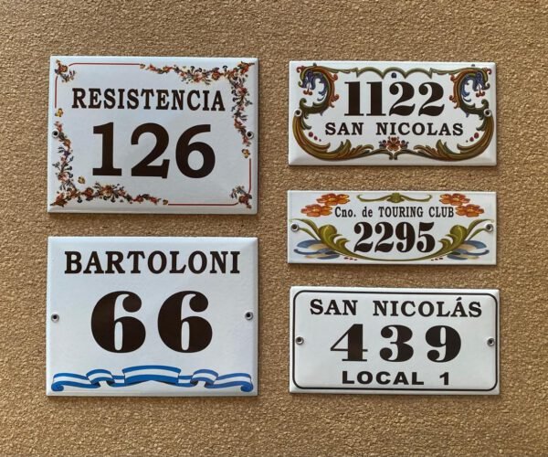 Números de calle 13x18 - 15x20 — Placas Parmui Placa enlozada Parmui, números de calle 13x18 - 15x20