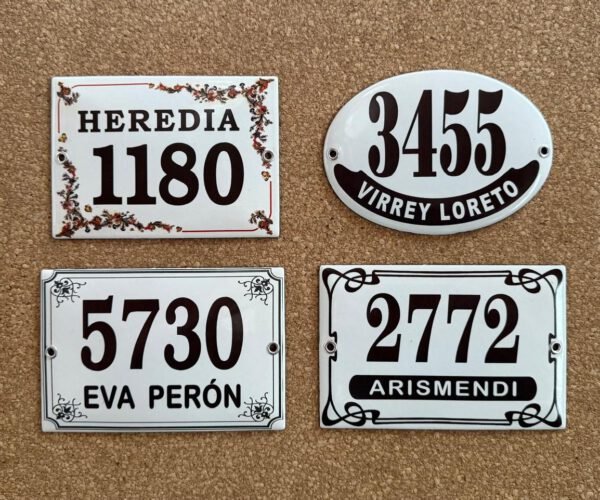 Números de calle 13x18 - 15x20 — Placas Parmui Placa enlozada Parmui, números de calle 13x18 - 15x20
