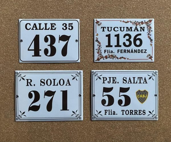 Números de calle 13x18 - 15x20 — Placas Parmui Placa enlozada Parmui, números de calle 13x18 - 15x20