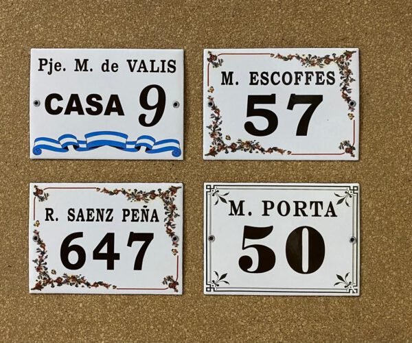 Números de calle 13x18 - 15x20 — Placas Parmui Placa enlozada Parmui, números de calle 13x18 - 15x20