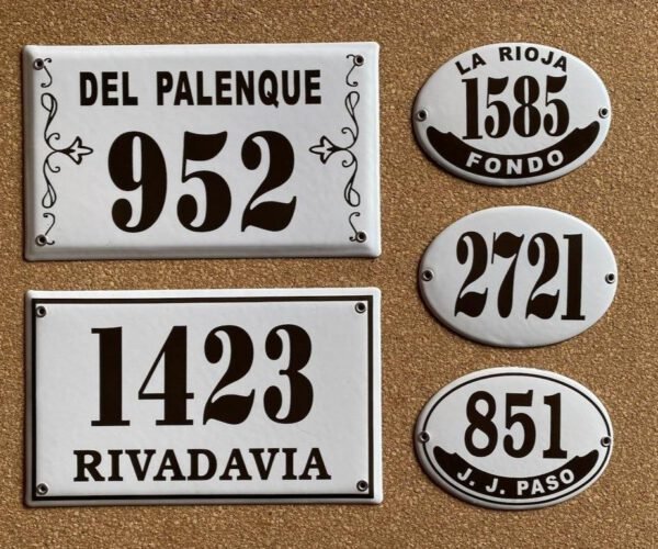 Números de calle 15x25 — Placas Parmui Placa enlozada Parmui, números de calle 15x25