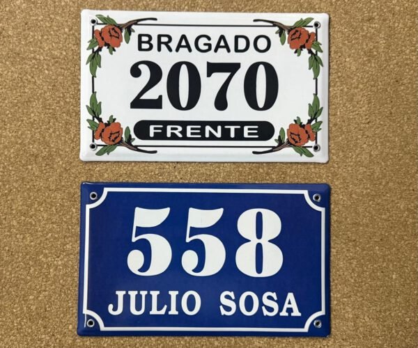Números de calle 15x25 — Placas Parmui Placa enlozada Parmui, números de calle 15x25