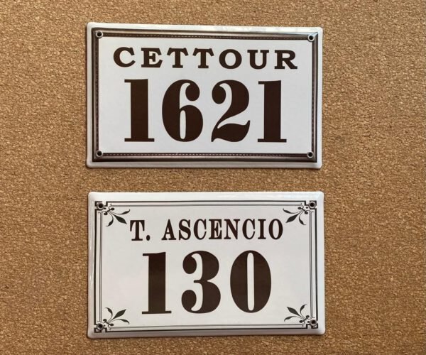 Números de calle 15x25 — Placas Parmui Placa enlozada Parmui, números de calle 15x25