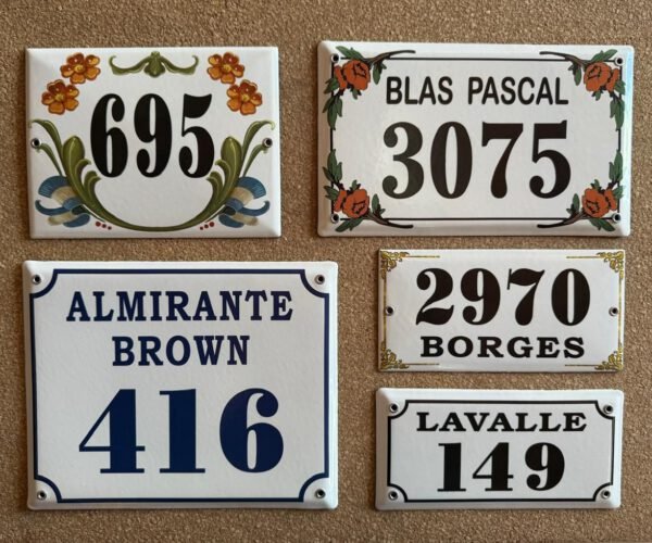 Números de calle 15x25 — Placas Parmui Placa enlozada Parmui, números de calle 15x25