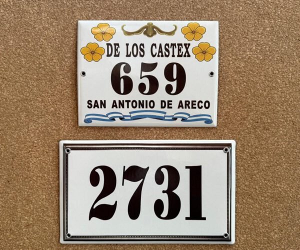 Números de calle 15x25 — Placas Parmui Placa enlozada Parmui, números de calle 15x25