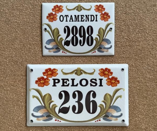 Números de calle 15x25 — Placas Parmui Placa enlozada Parmui, números de calle 15x25