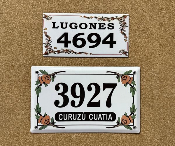Números de calle 15x25 — Placas Parmui Placa enlozada Parmui, números de calle 15x25