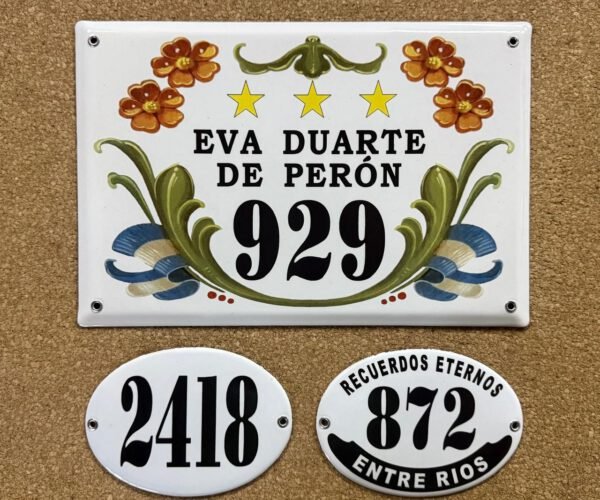 Números de calle 20x25 - 20x30 — Placas Parmui Placa enlozada Parmui, números de calle 20x25 - 20x30
