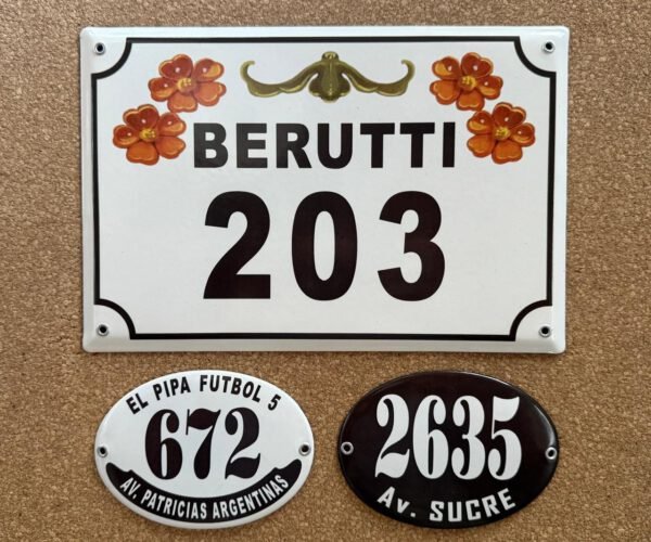 Números de calle 20x25 - 20x30 — Placas Parmui Placa enlozada Parmui, números de calle 20x25 - 20x30
