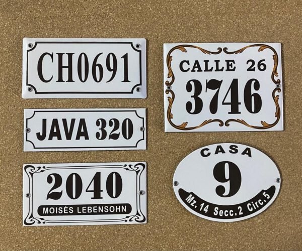 Números de calle 7x15 - 7x20 — Placas Parmui Placa enlozada Parmui, números de calle 7x15 - 7x20