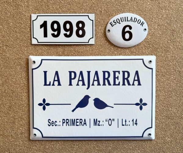 Números de calle 7x15 - 7x20 — Placas Parmui Placa enlozada Parmui, números de calle 7x15 - 7x20