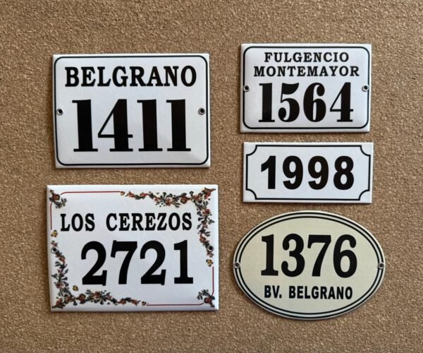 Números de calle 7x15 - 7x20 — Placas Parmui Placa enlozada Parmui, números de calle 7x15 - 7x20