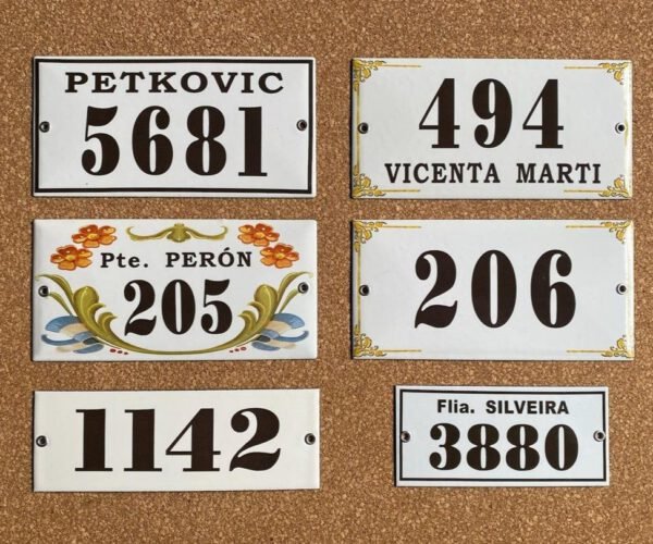 Números de calle 10x20 — Placas Parmui Placa enlozada Parmui, números de calle 10x20