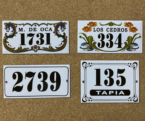 Números de calle 10x20 — Placas Parmui Placa enlozada Parmui, números de calle 10x20