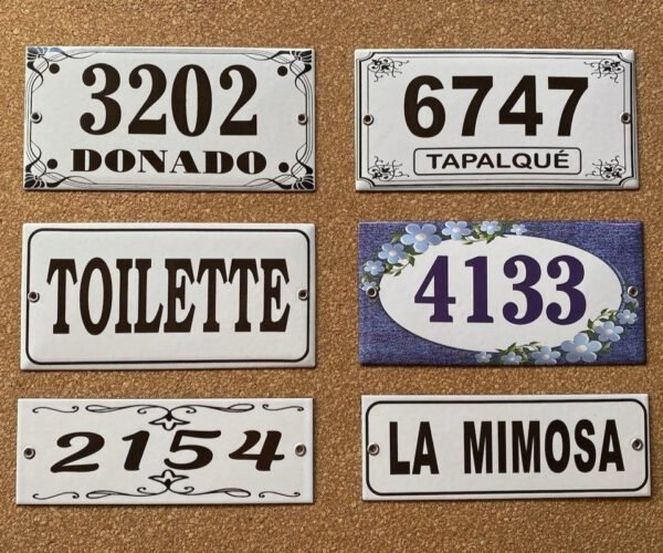 Números de calle 10x20 — Placas Parmui Placa enlozada Parmui, números de calle 10x20