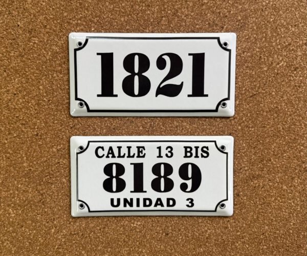 Números de calle 10x20 — Placas Parmui Placa enlozada Parmui, números de calle 10x20