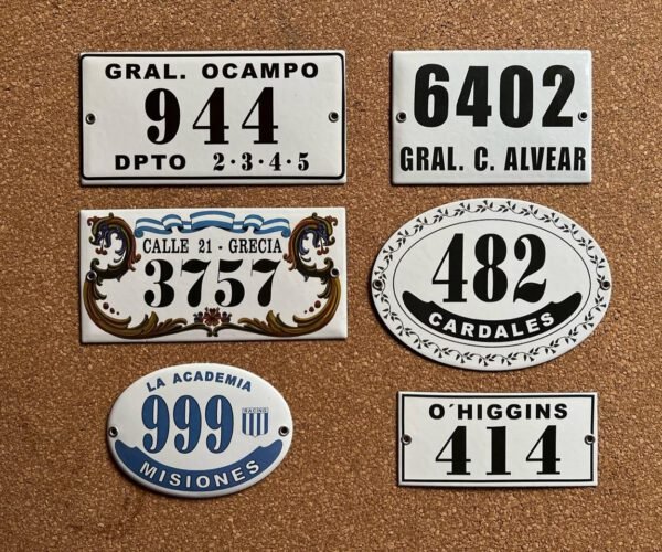 Números de calle 10x20 — Placas Parmui Placa enlozada Parmui, números de calle 10x20