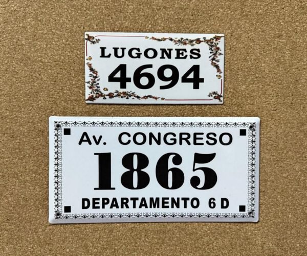 Números de calle 10x20 — Placas Parmui Placa enlozada Parmui, números de calle 10x20