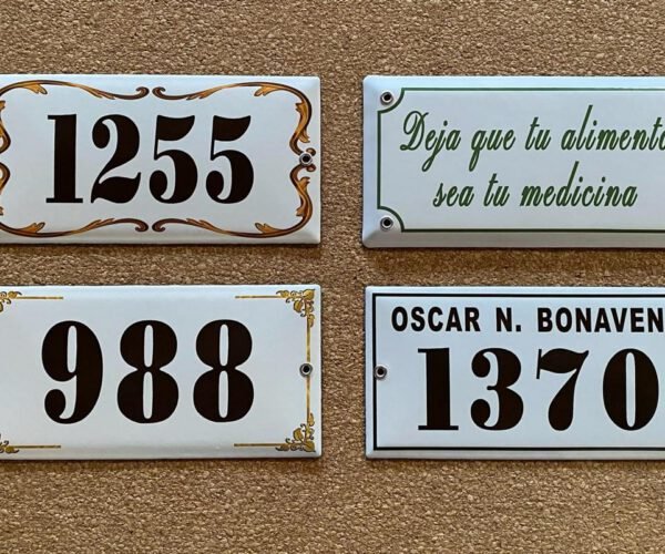 Números de calle 10x20 — Placas Parmui Placa enlozada Parmui, números de calle 10x20