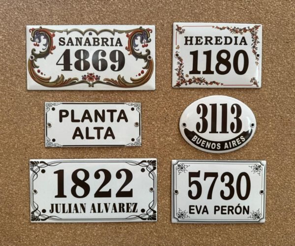 Números de calle 10x20 — Placas Parmui Placa enlozada Parmui, números de calle 10x20