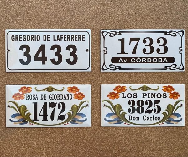 Números de calle 10x20 — Placas Parmui Placa enlozada Parmui, números de calle 10x20