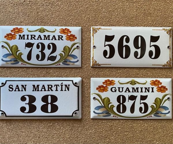 Números de calle 10x20 — Placas Parmui Placa enlozada Parmui, números de calle 10x20