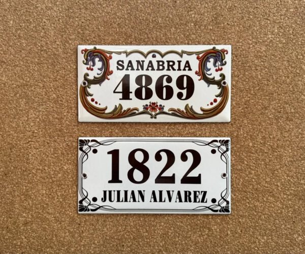 Números de calle 10x20 — Placas Parmui Placa enlozada Parmui, números de calle 10x20