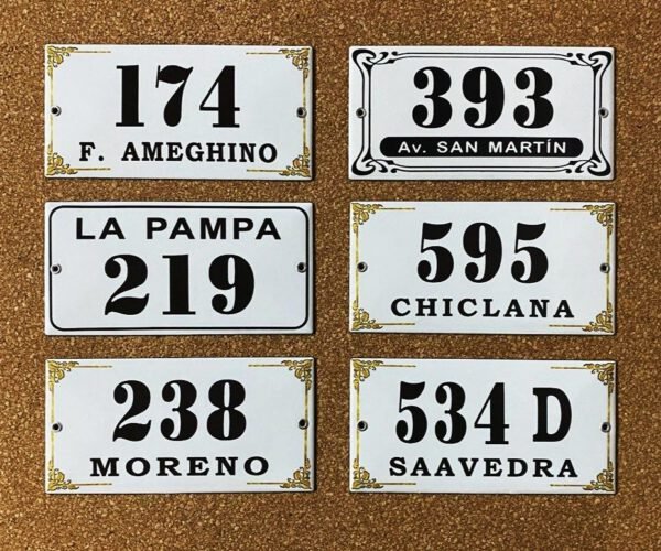 Números de calle 10x20 — Placas Parmui Placa enlozada Parmui, números de calle 10x20