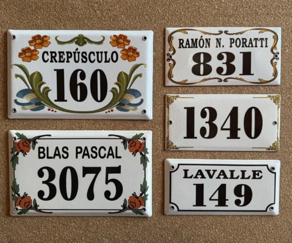 Números de calle 10x20 — Placas Parmui Placa enlozada Parmui, números de calle 10x20