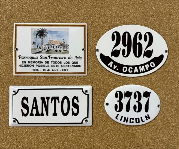 13x18 y 15x20 cm — Placas Parmui Placa enlozada Parmui, 13x18 y 15x20 cm
