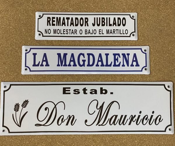 2 Líneas — Placas Parmui Placa enlozada Parmui, 2 líneas
