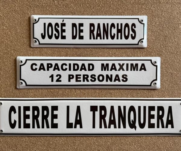 2 Líneas — Placas Parmui Placa enlozada Parmui, 2 líneas
